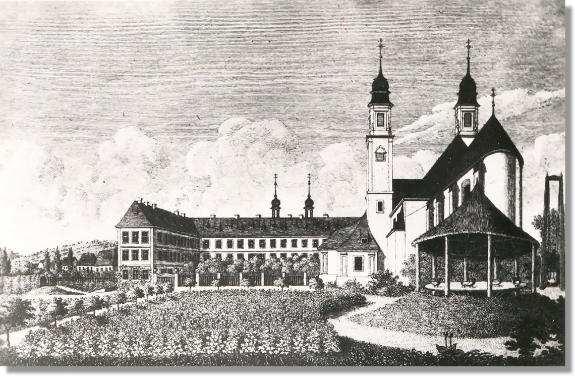 Historischer Stich des Würzburger Karolineninstituts